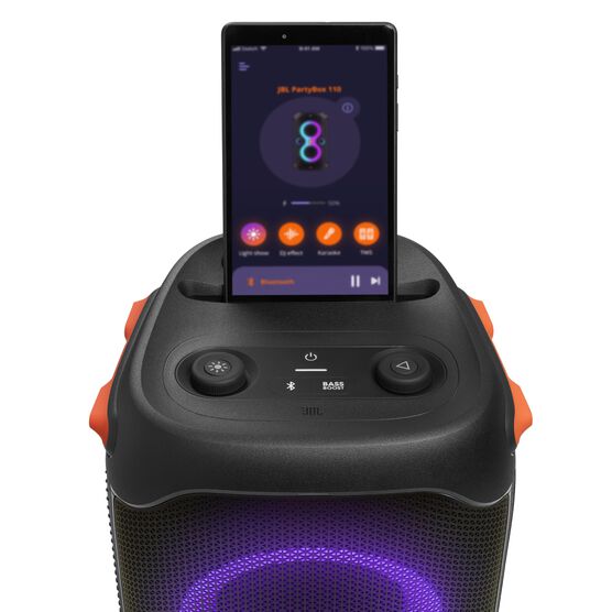 JBL Partybox 110 - Black - Portable party speaker with 160W powerful sound, built-in lights and splashproof design. - Detailshot 5 JBL Partybox 110 - Black - Portable party speaker with 160W powerful sound, built-in lights and splashproof design. - Detailshot 5