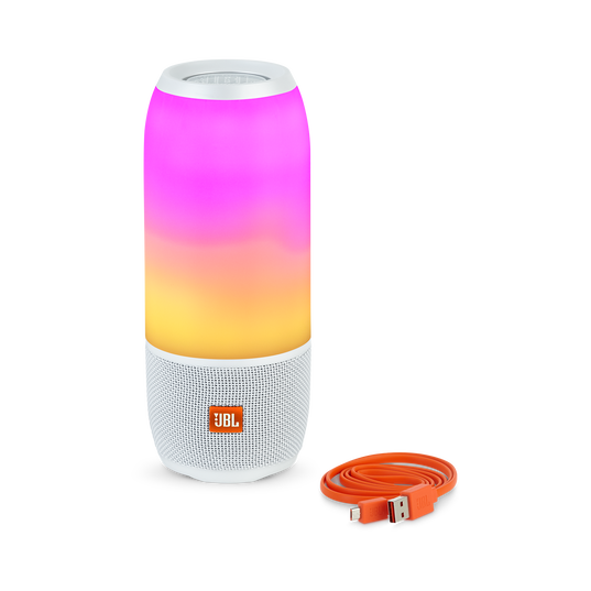 JBL Pulse 3 - White - Waterproof portable Bluetooth speaker with 360&deg; lightshow and sound. - Detailshot 2