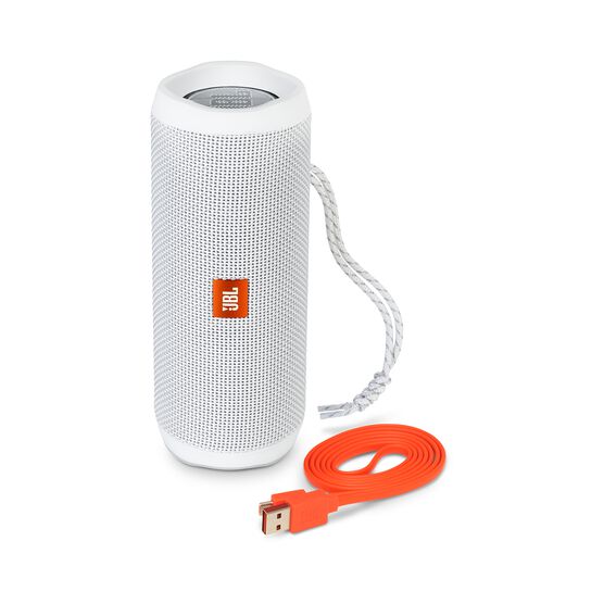 JBL Flip 4 - White - A full-featured waterproof portable Bluetooth speaker with surprisingly powerful sound. - Detailshot 1 JBL Flip 4 - White - A full-featured waterproof portable Bluetooth speaker with surprisingly powerful sound. - Detailshot 1