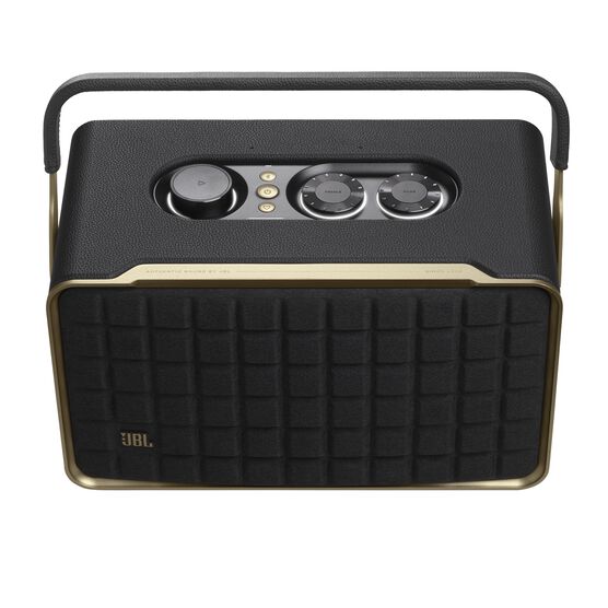 JBL Authentics 300 - Black - Portable smart home speaker with Wi-Fi, Bluetooth and voice assistants with retro design. - Detailshot 1 JBL Authentics 300 - Black - Portable smart home speaker with Wi-Fi, Bluetooth and voice assistants with retro design. - Detailshot 1