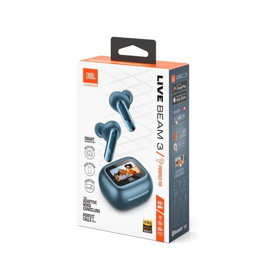 JBL Live Beam 3 - Blue - True wireless noise-cancelling closed-stick earbuds - Detailshot 15 JBL Live Beam 3 - Blue - True wireless noise-cancelling closed-stick earbuds - Detailshot 15