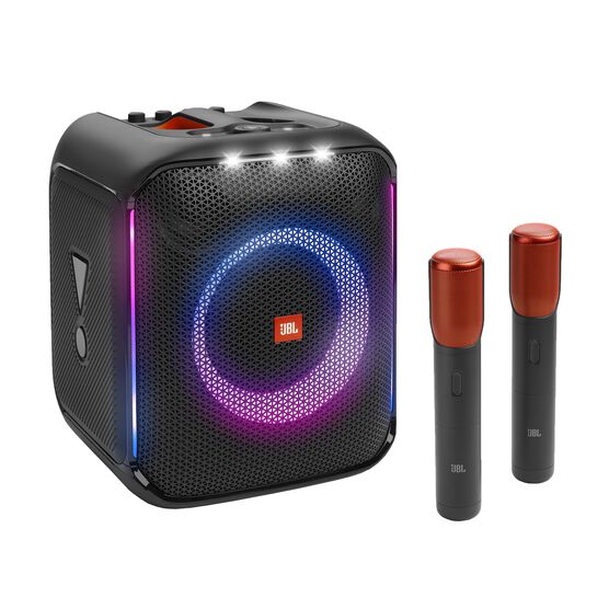 JBL PartyBox Encore - Black - Portable party speaker with 100W powerful sound, built-in dynamic light show, included digital wireless mics, and splash proof design. - Hero JBL PartyBox Encore - Black - Portable party speaker with 100W powerful sound, built-in dynamic light show, included digital wireless mics, and splash proof design. - Hero