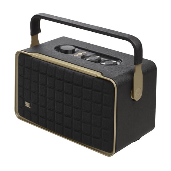 JBL Authentics 300 - Black - Portable smart home speaker with Wi-Fi, Bluetooth and voice assistants with retro design. - Detailshot 2 JBL Authentics 300 - Black - Portable smart home speaker with Wi-Fi, Bluetooth and voice assistants with retro design. - Detailshot 2