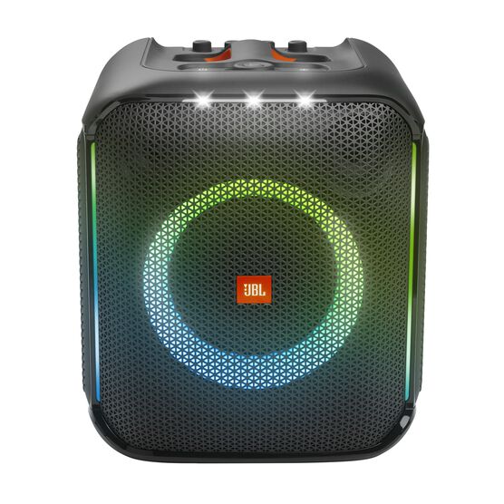 JBL PartyBox Encore - Black - Portable party speaker with 100W powerful sound, built-in dynamic light show, included digital wireless mics, and splash proof design. - Front JBL PartyBox Encore - Black - Portable party speaker with 100W powerful sound, built-in dynamic light show, included digital wireless mics, and splash proof design. - Front
