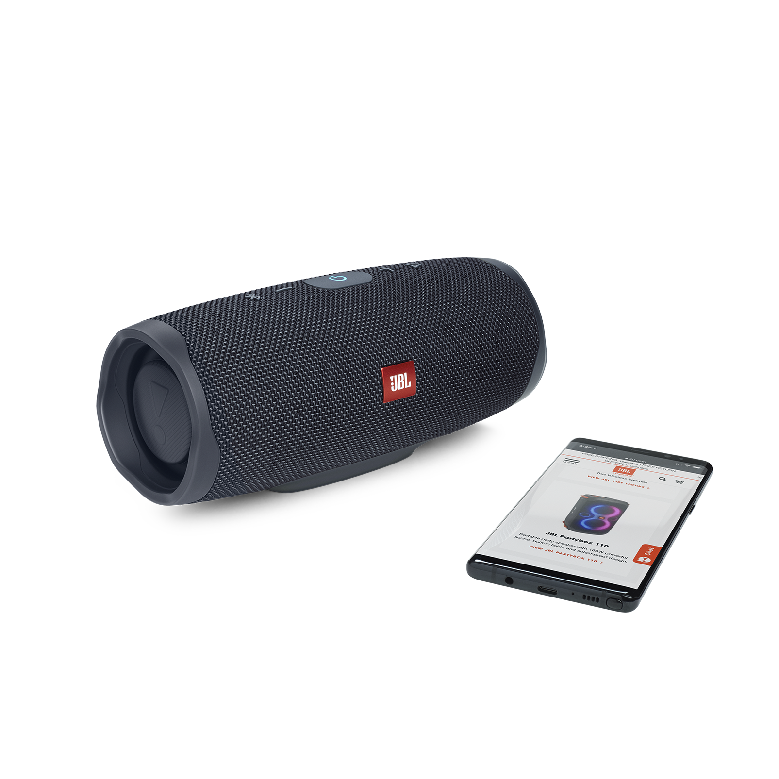 JBL Charge Essential 2 - Gun Metal - Portable Waterproof Speaker with Powerbank - Detailshot 1