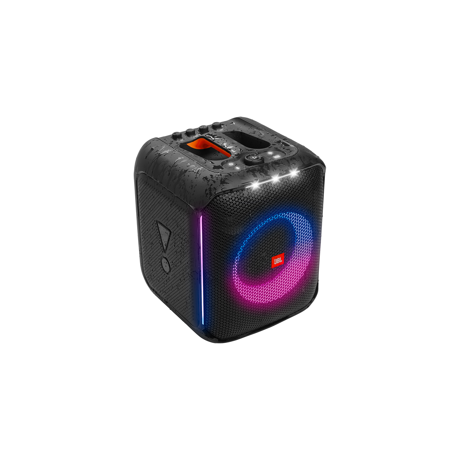 JBL PartyBox Encore - Black - Portable party speaker with 100W powerful sound, built-in dynamic light show, included digital wireless mics, and splash proof design. - Detailshot 3