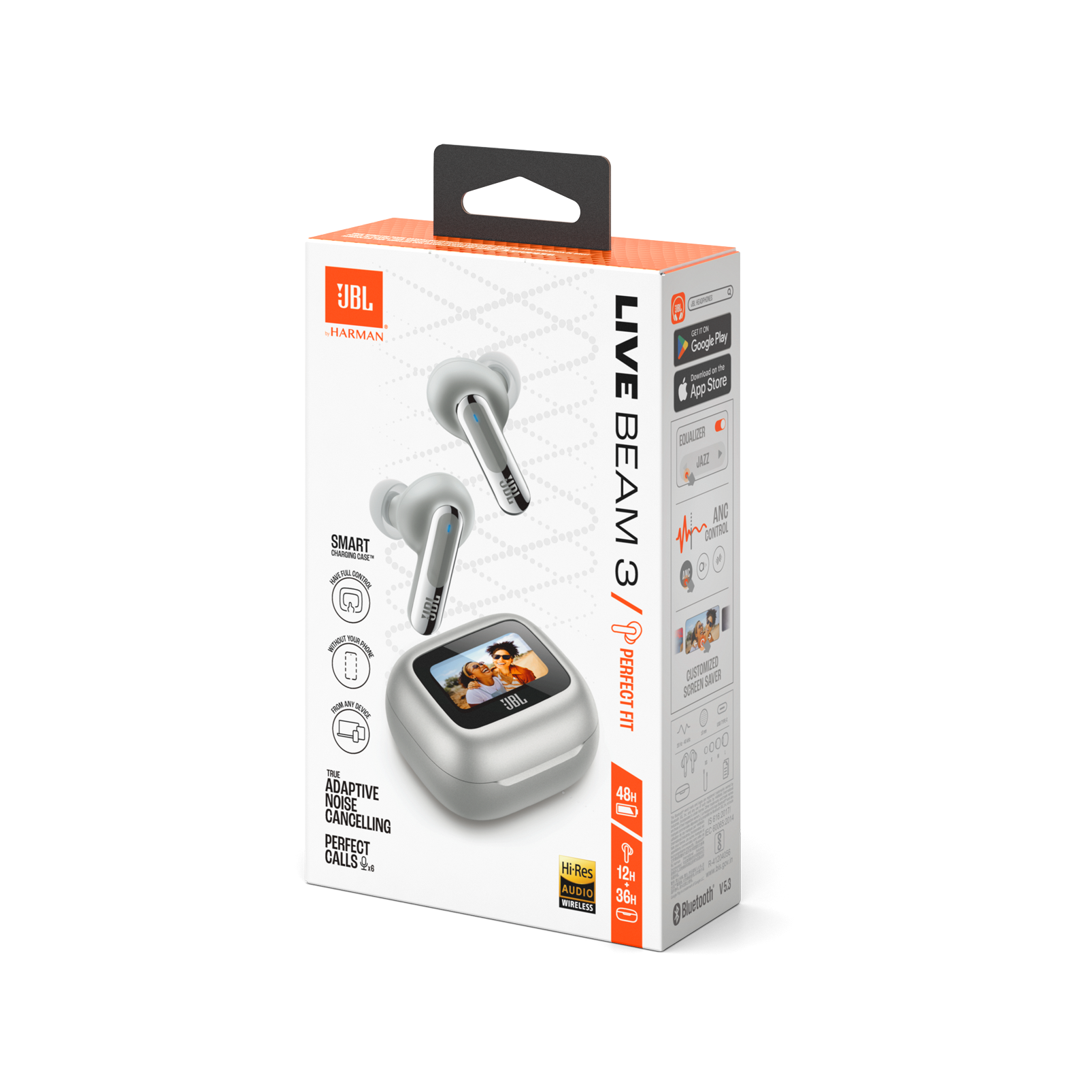 JBL Live Beam 3 - Silver - True wireless noise-cancelling closed-stick earbuds - Detailshot 15