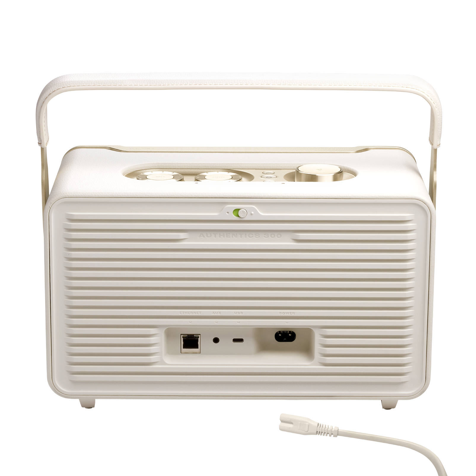 JBL Authentics 300 - White - Portable smart home speaker with Wi-Fi, Bluetooth and voice assistants with retro design. - Back