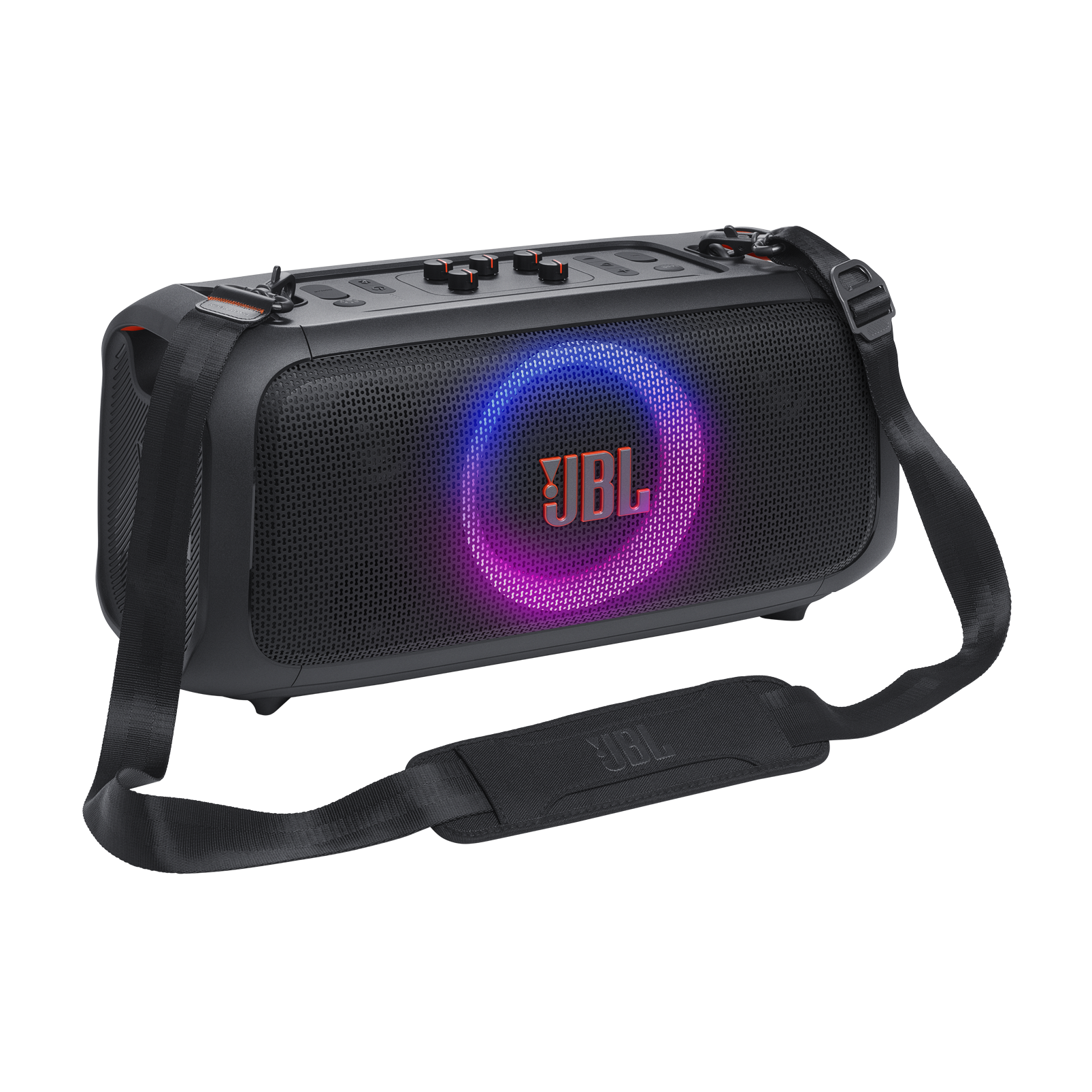 JBL PartyBox On-the-Go Essential - Black - Portable party speaker with built-in lights and wireless mic - Detailshot 13