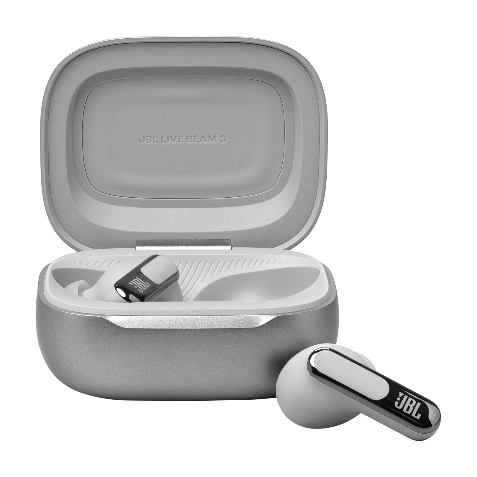 JBL Live Beam 3 - Silver - True wireless noise-cancelling closed-stick earbuds - Front
