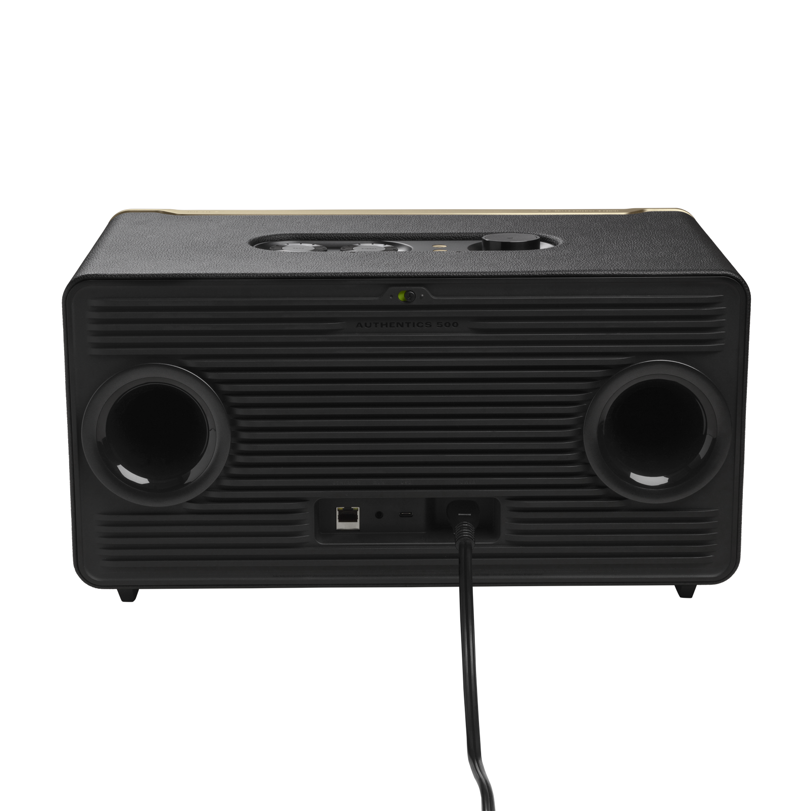 JBL Authentics 500 - Black - Hi-fidelity smart home speaker with Wi-Fi, Bluetooth and Voice Assistants with retro design. - Back