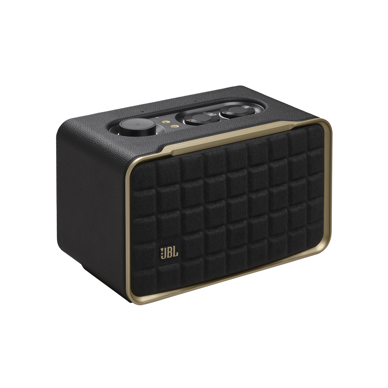 JBL Authentics 200 - Black - Smart home speaker with Wi-Fi, Bluetooth and Voice Assistants with retro design - Hero
