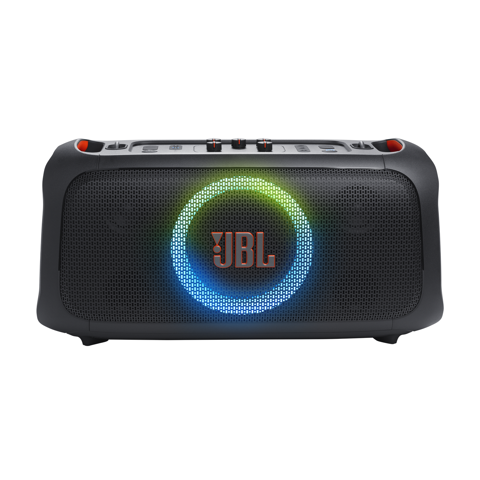 JBL PartyBox On-the-Go Essential - Black - Portable party speaker with built-in lights and wireless mic - Front