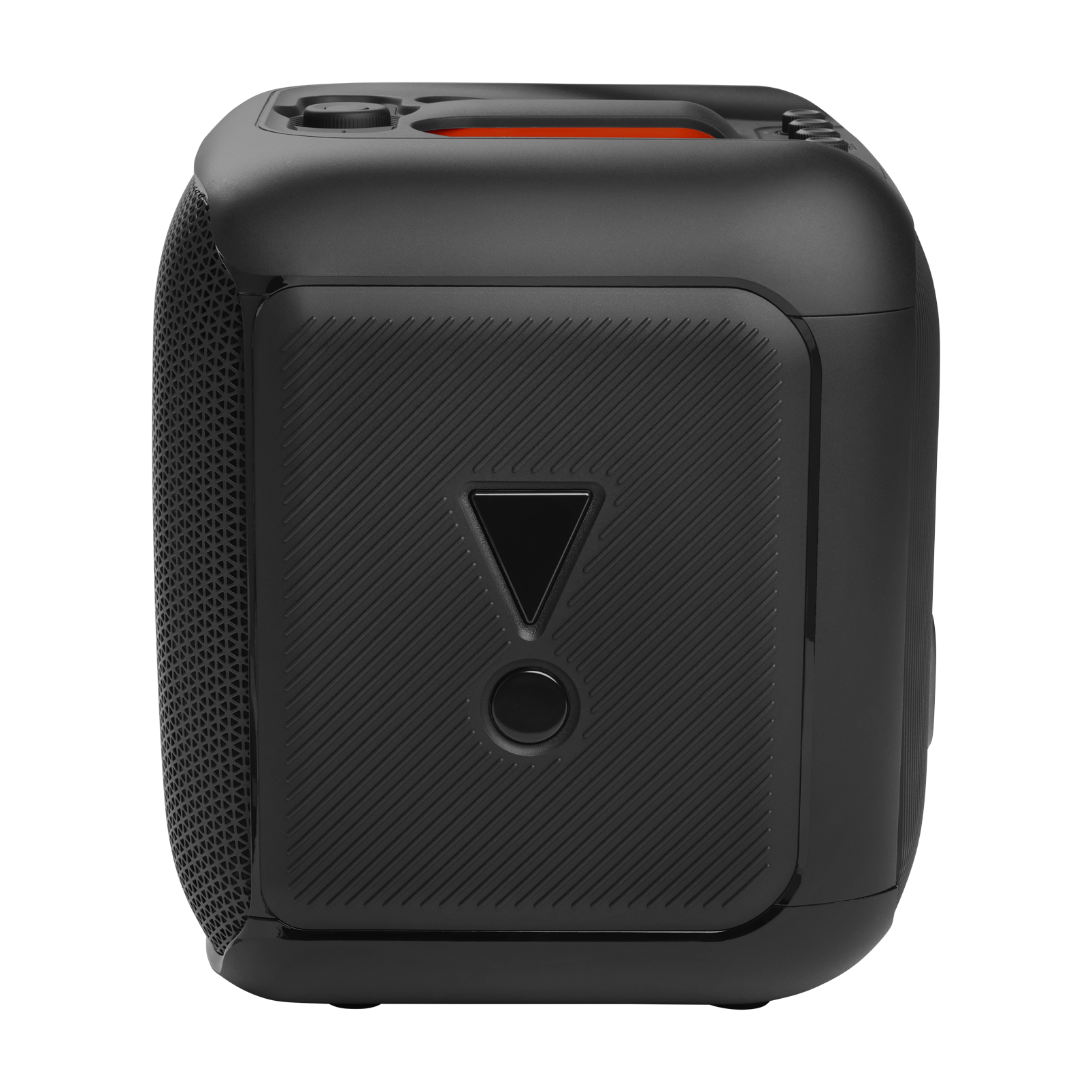 JBL PartyBox Encore - Black - Portable party speaker with 100W powerful sound, built-in dynamic light show, included digital wireless mics, and splash proof design. - Right