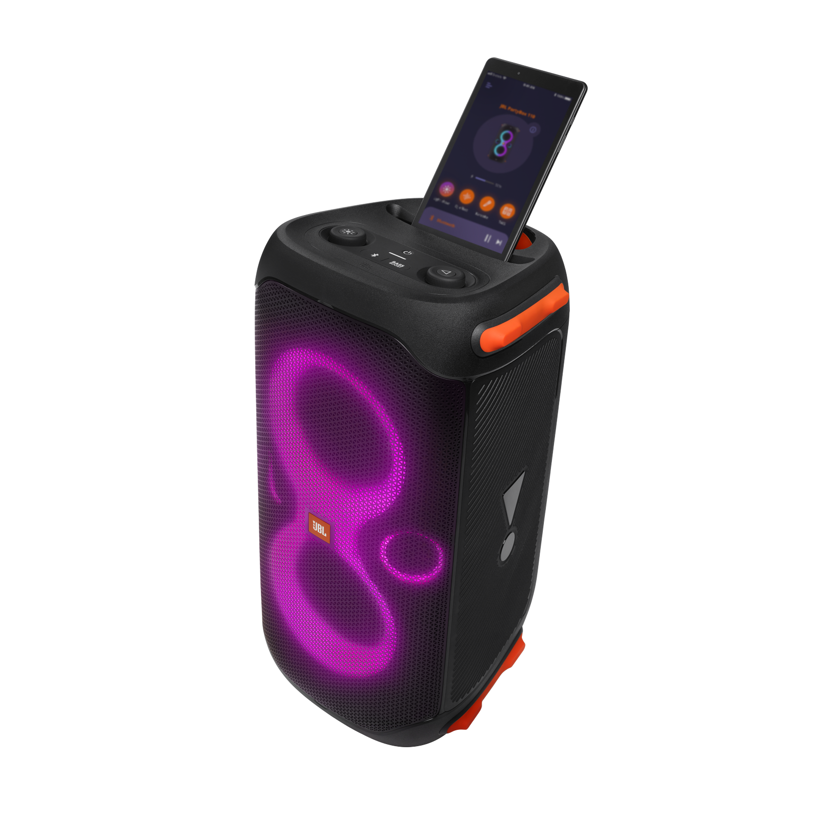JBL Partybox 110 - Black - Portable party speaker with 160W powerful sound, built-in lights and splashproof design. - Detailshot 2