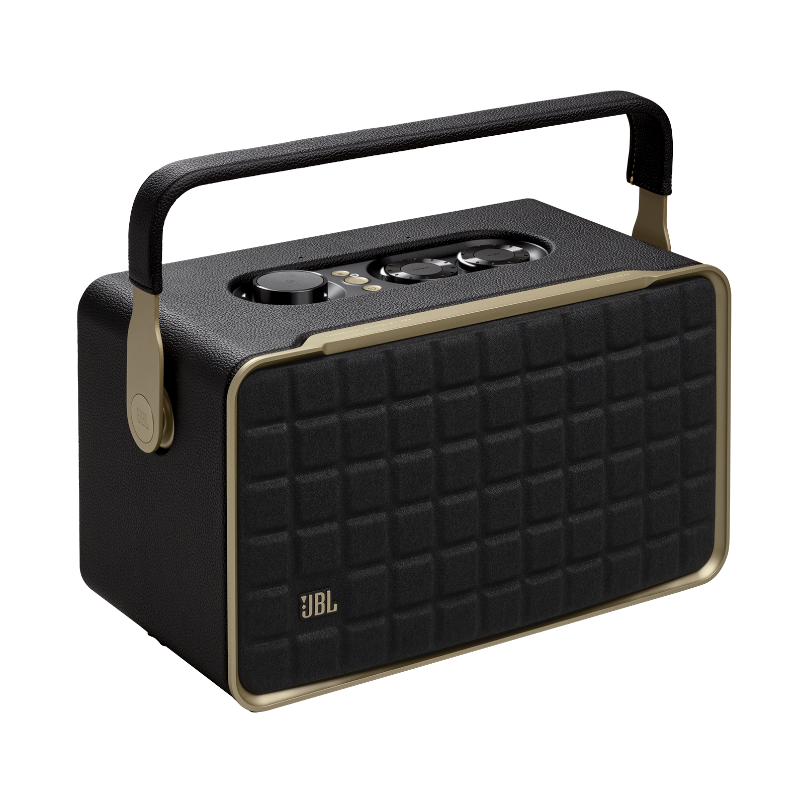 JBL Authentics 300 - Black - Portable smart home speaker with Wi-Fi, Bluetooth and voice assistants with retro design. - Hero