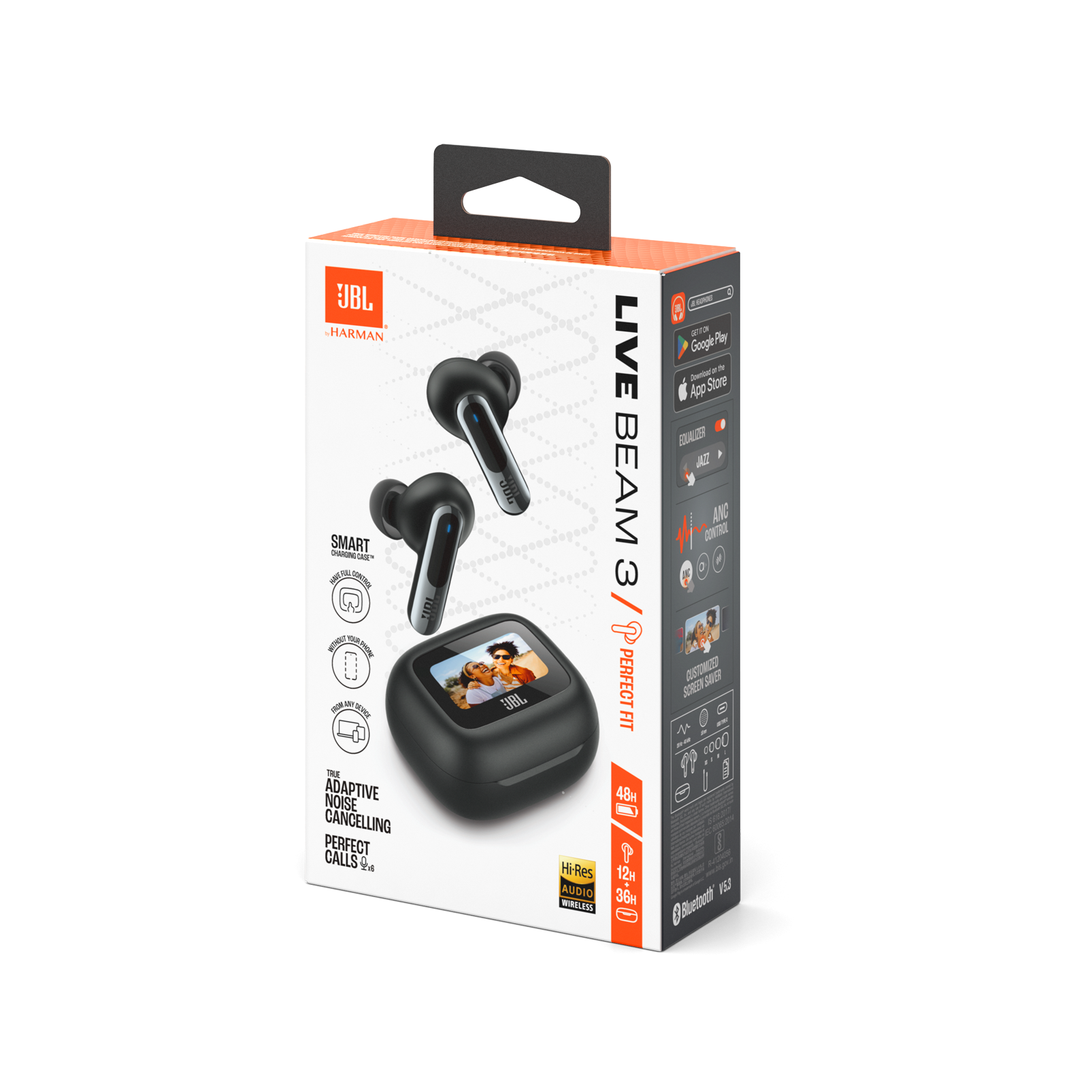 JBL Live Beam 3 - Black - True wireless noise-cancelling closed-stick earbuds - Detailshot 15