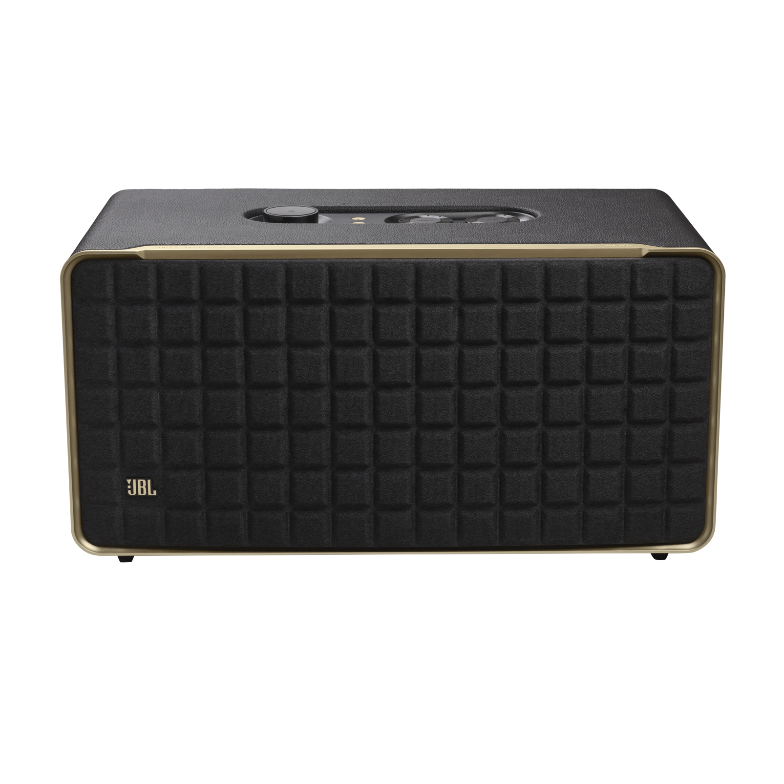JBL Authentics 500 - Black - Hi-fidelity smart home speaker with Wi-Fi, Bluetooth and Voice Assistants with retro design. - Front