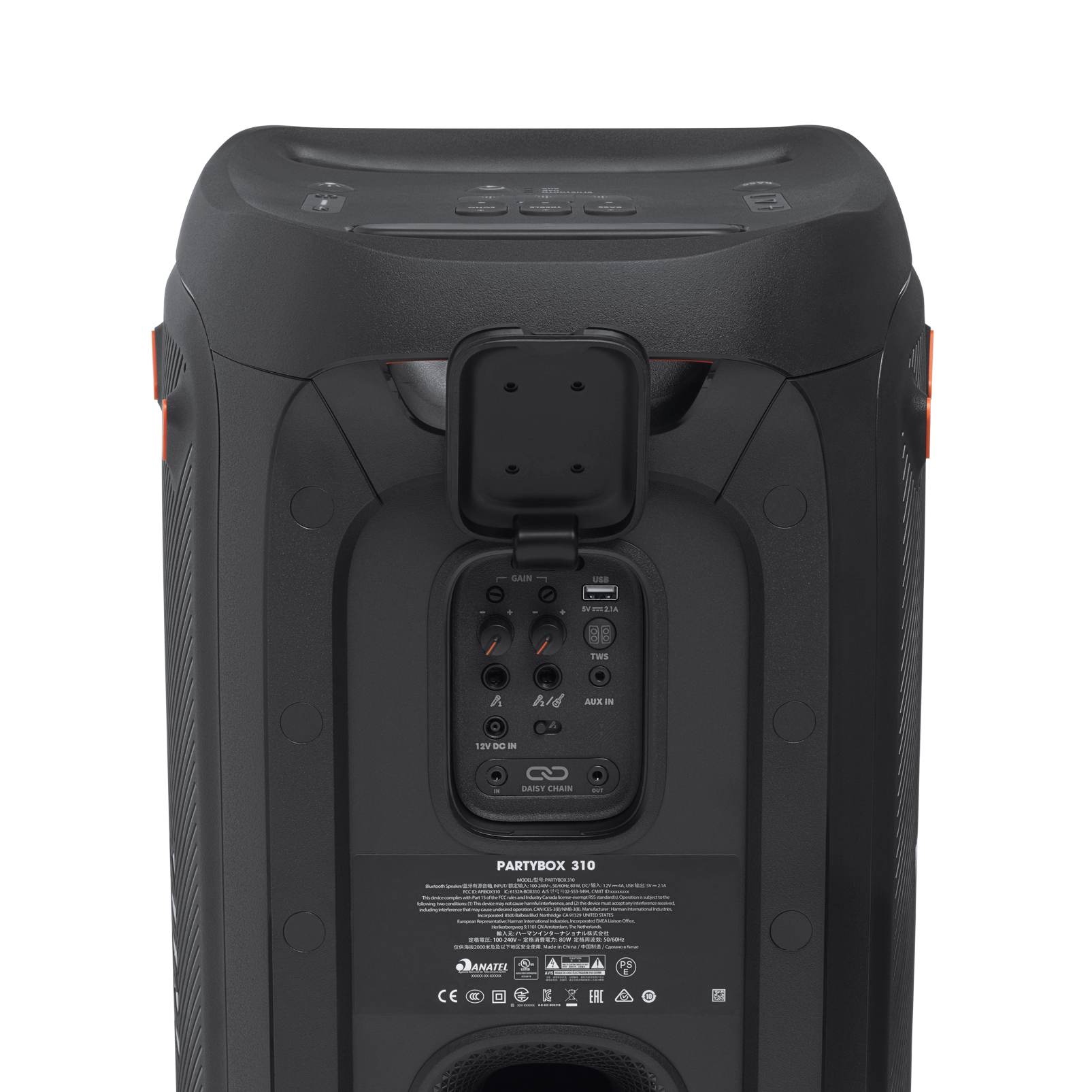 JBL Partybox 310 - Black - Portable party speaker with dazzling lights and powerful JBL Pro Sound - Detailshot 3