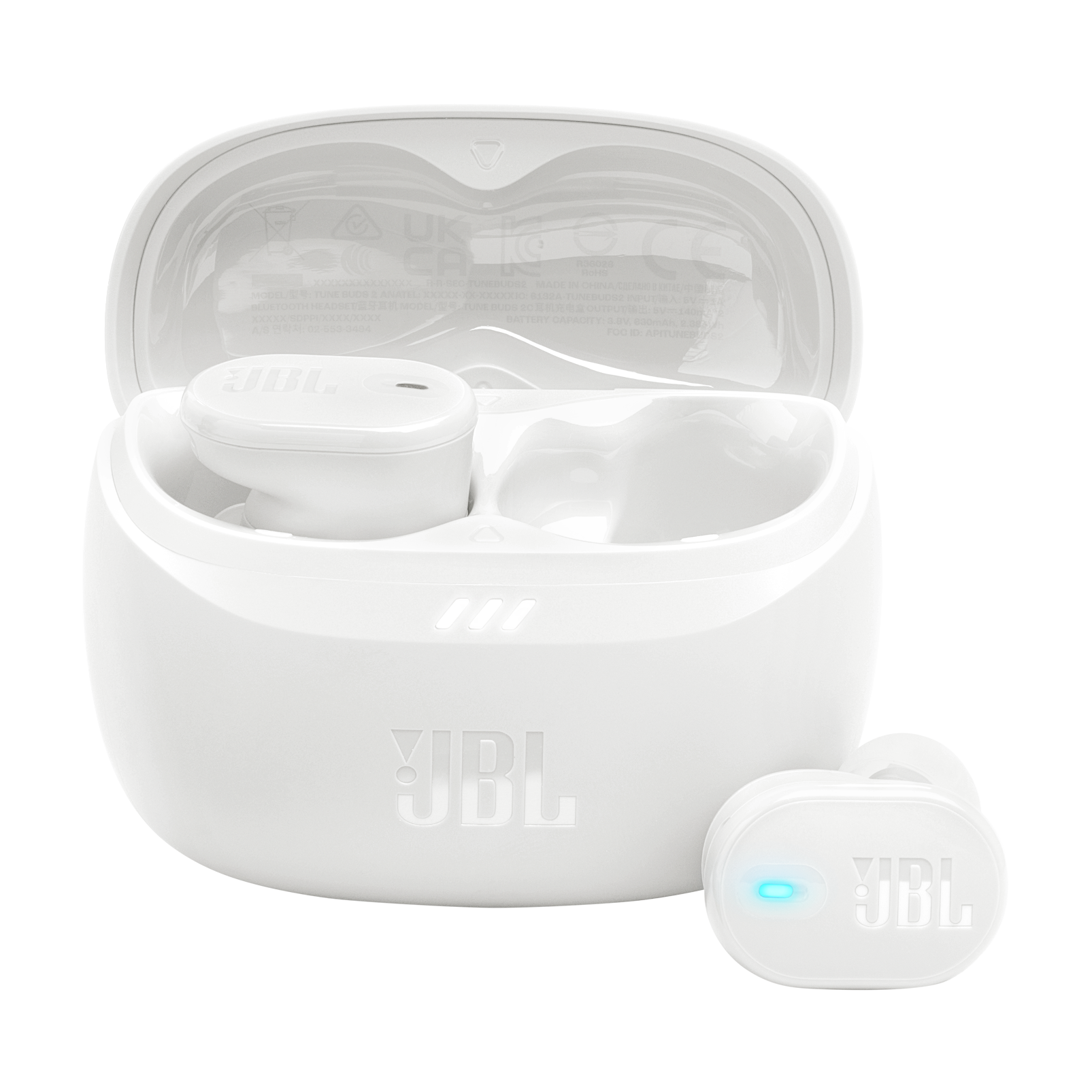JBL Tune Buds 2 - White - True Wireless Noise Cancelling Earbuds - Hero