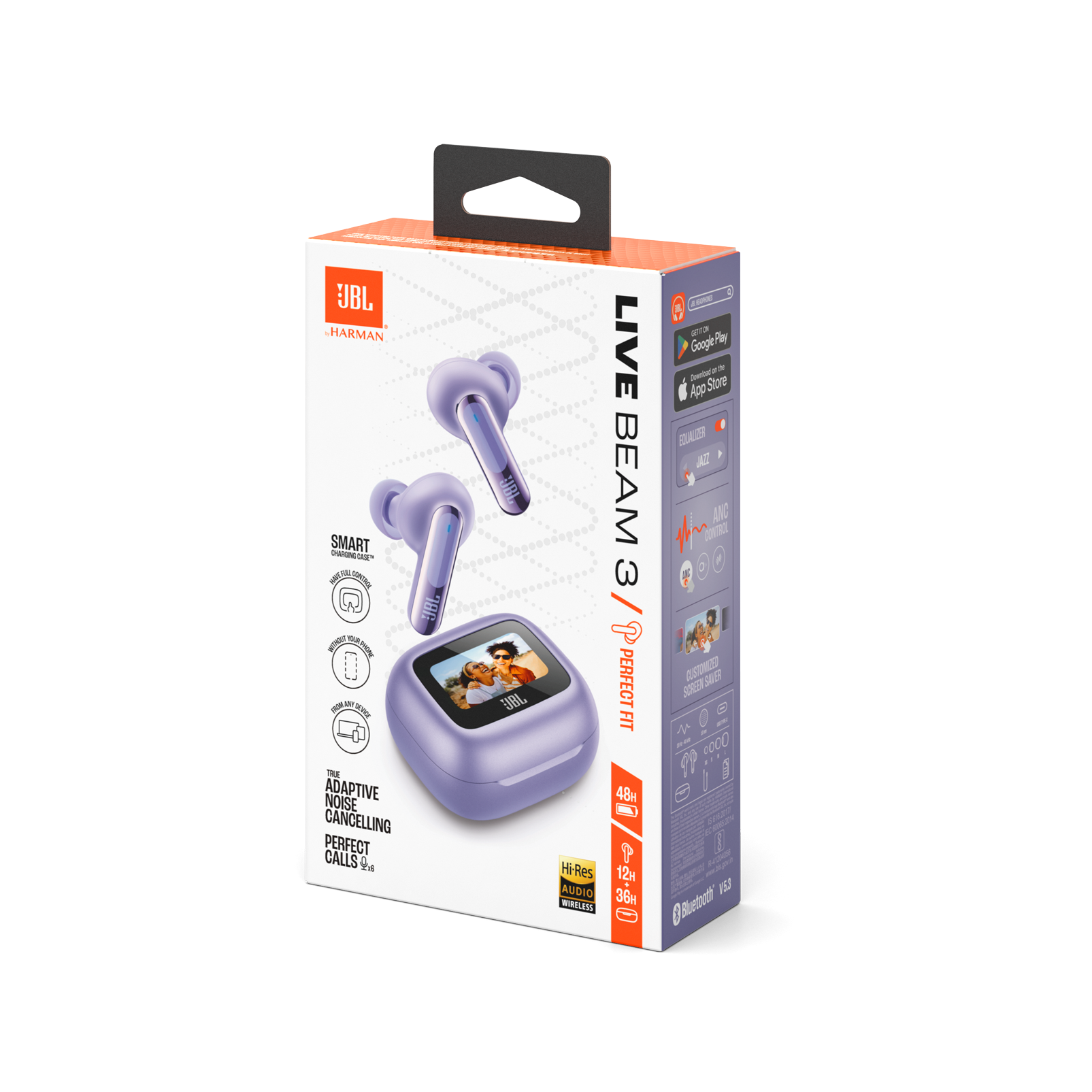 JBL Live Beam 3 - Purple - True wireless noise-cancelling closed-stick earbuds - Detailshot 15