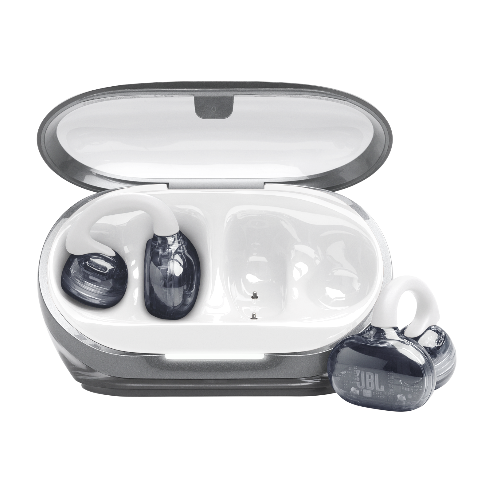 JBL Soundgear Clips - White - True wireless open-ear headphones - Hero