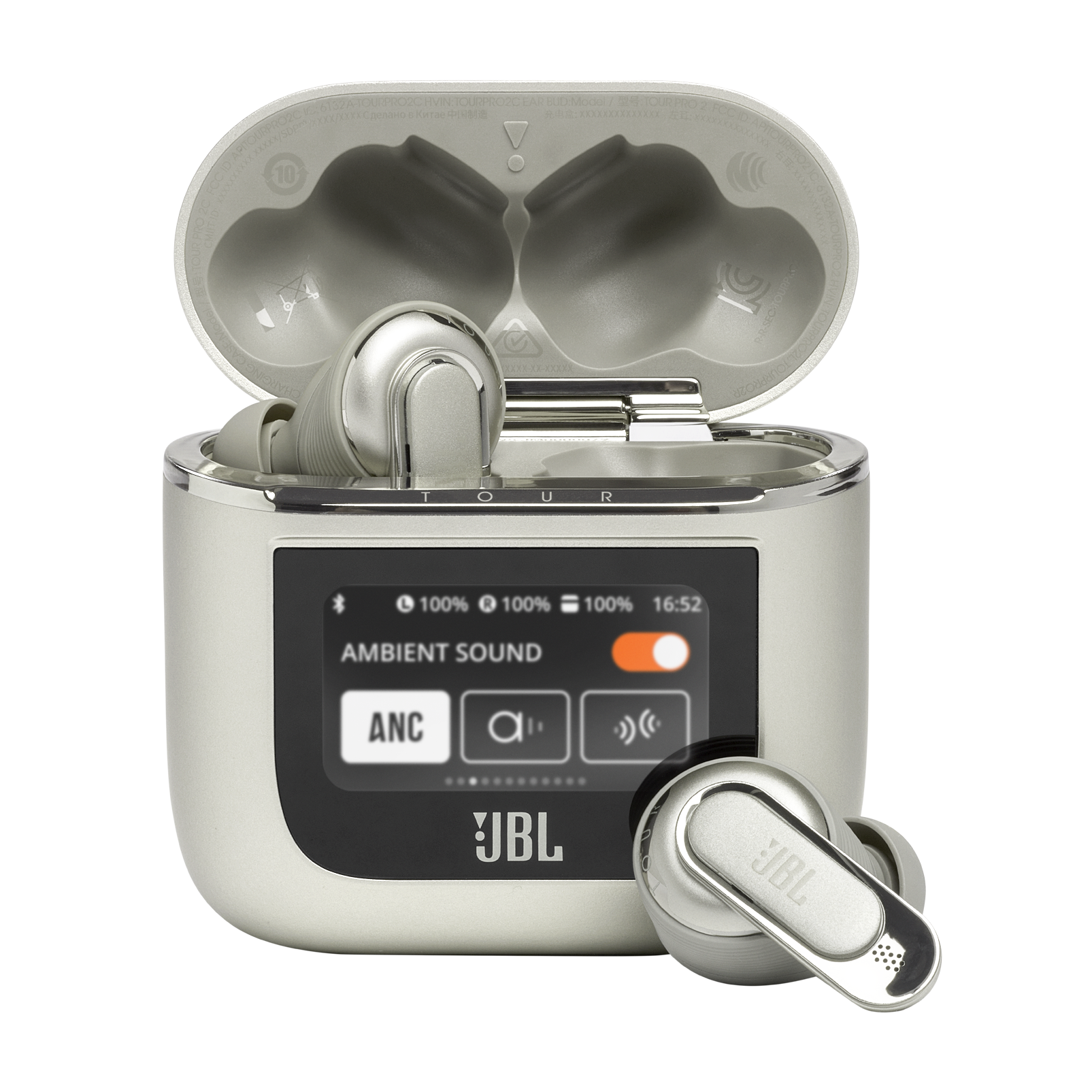 JBL Tour Pro 2 - Sand - True wireless Noise Cancelling earbuds - Hero