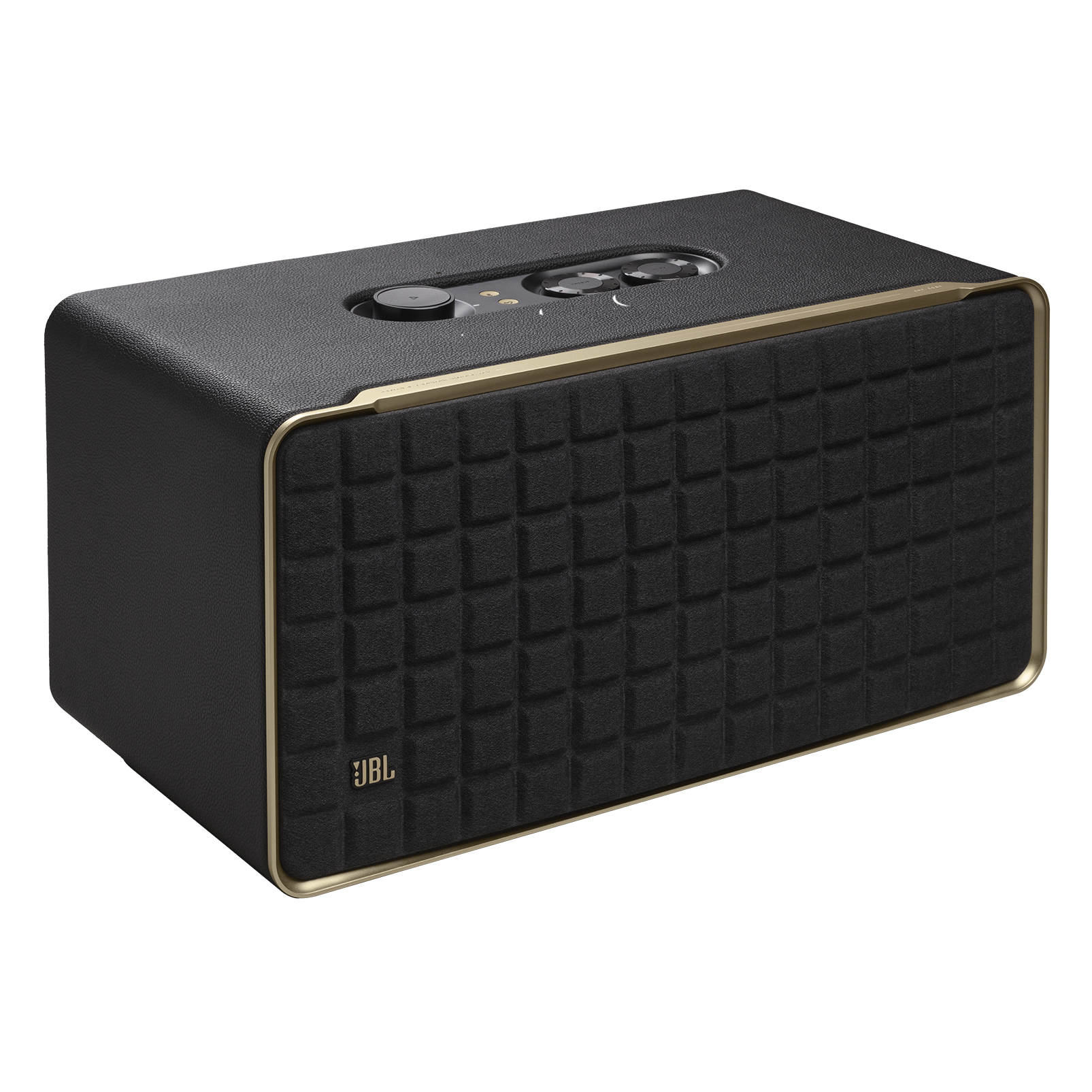 JBL Authentics 500 - Black - Hi-fidelity smart home speaker with Wi-Fi, Bluetooth and Voice Assistants with retro design. - Hero