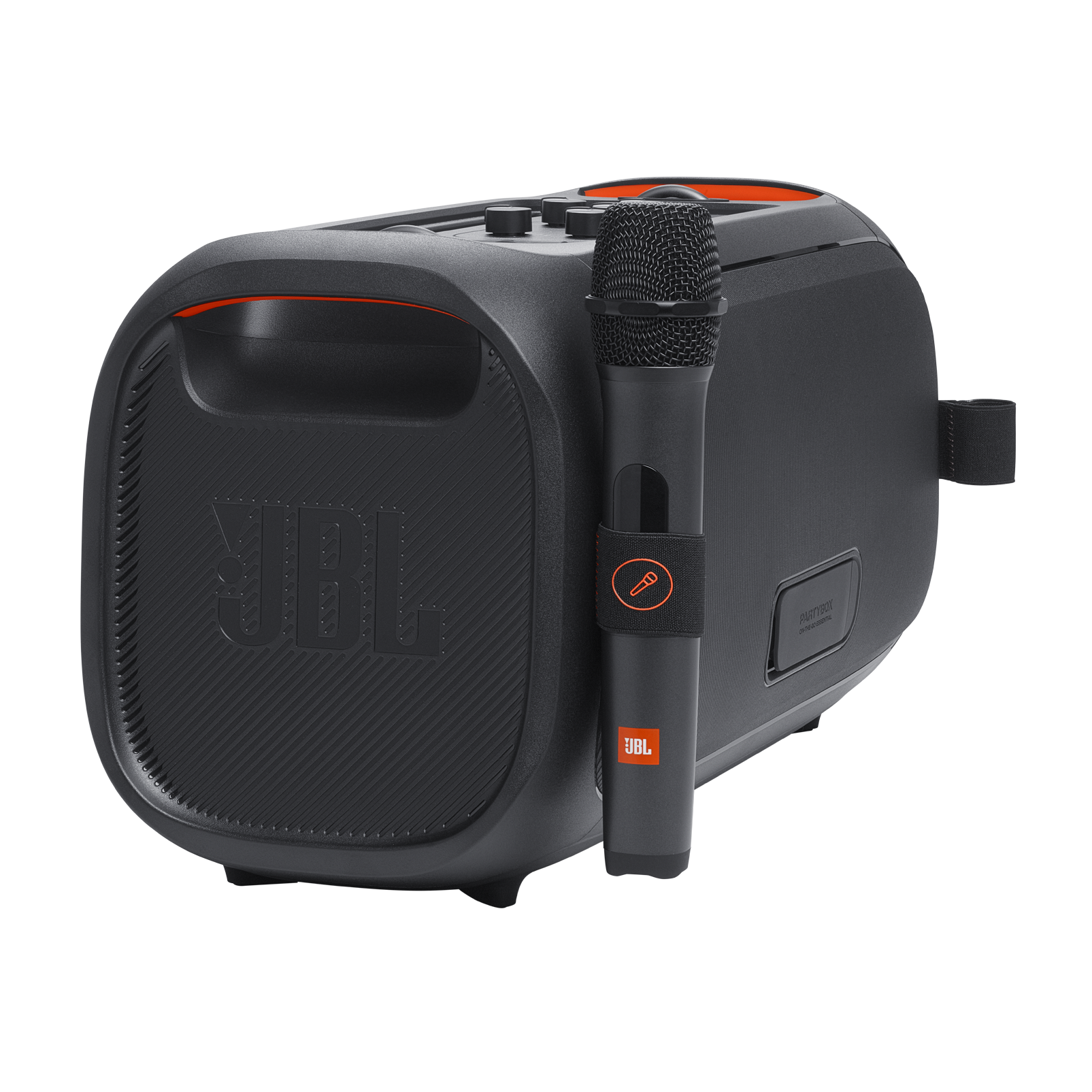 JBL PartyBox On-the-Go Essential - Black - Portable party speaker with built-in lights and wireless mic - Detailshot 11