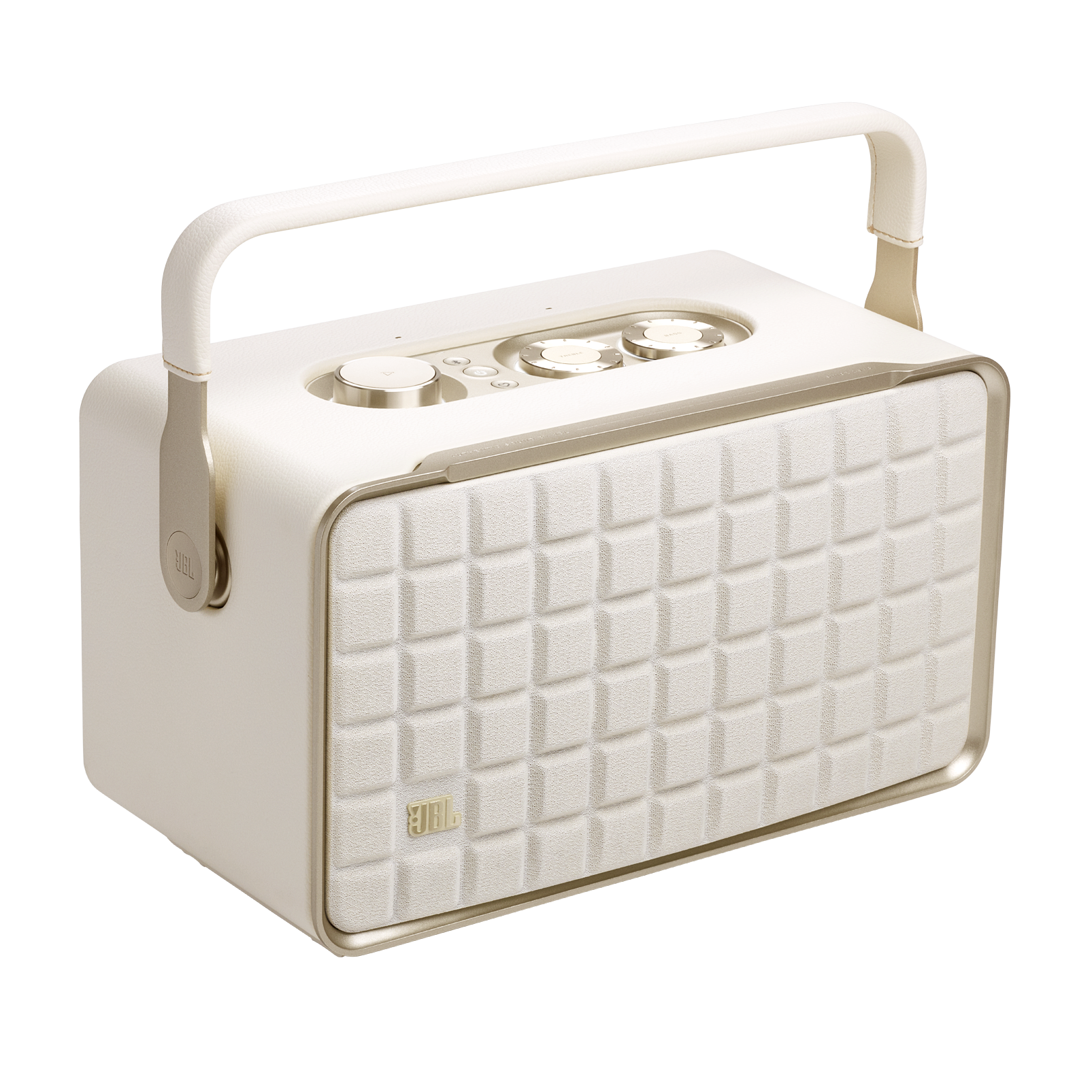 JBL Authentics 300 - White - Portable smart home speaker with Wi-Fi, Bluetooth and voice assistants with retro design. - Hero