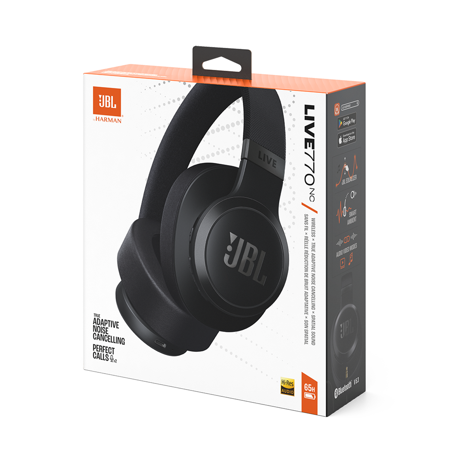 JBL Live 770NC - Black - Wireless Over-Ear Headphones with True Adaptive Noise Cancelling - Detailshot 15