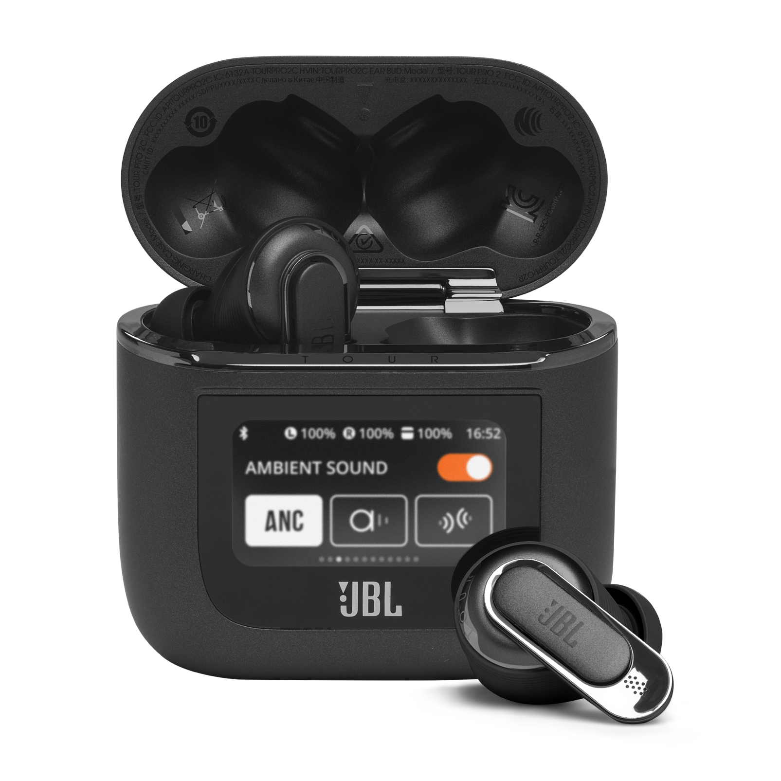 JBL Tour Pro 2 - Black - True wireless Noise Cancelling earbuds - Hero