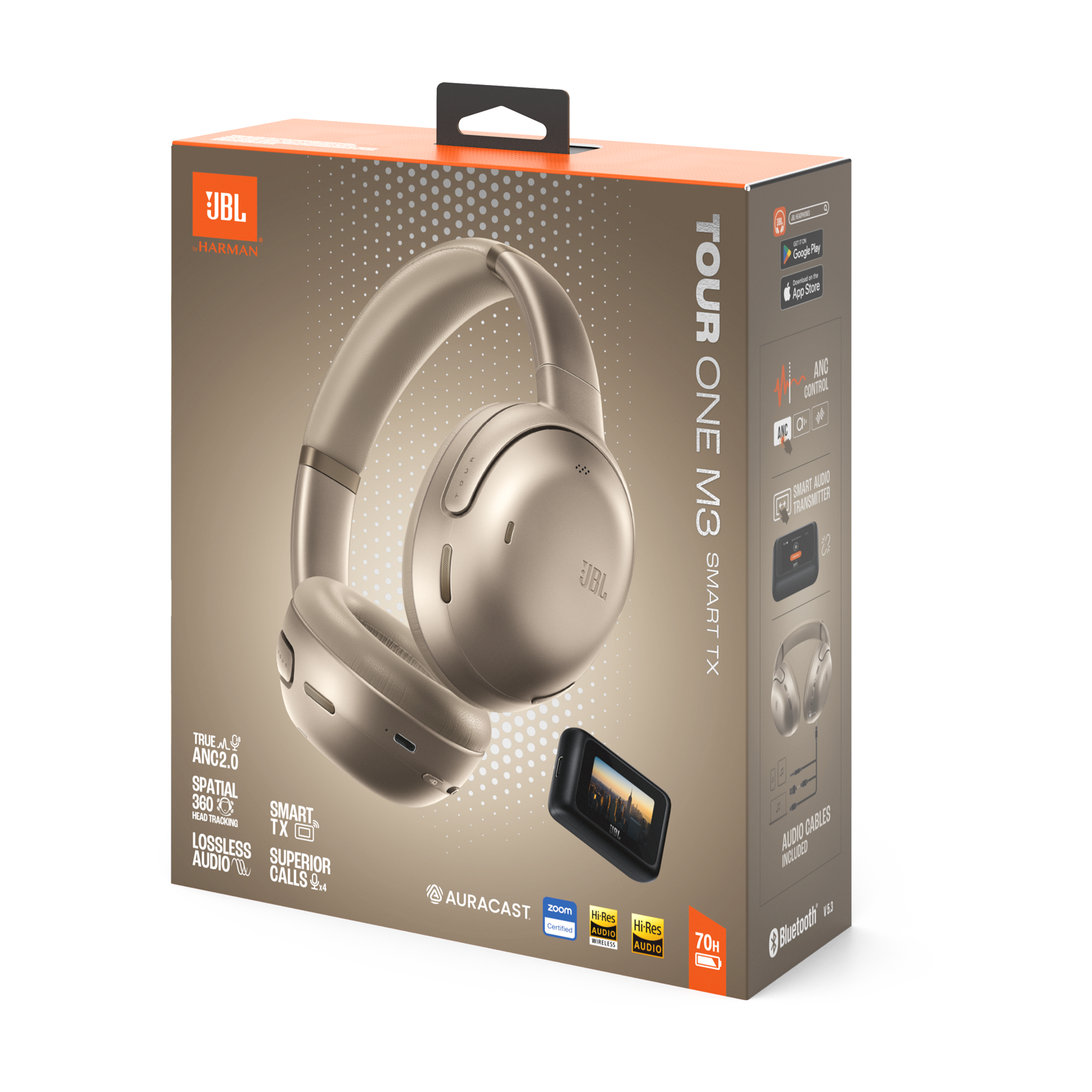 JBL Tour One M3 Smart Tx - Mocha - Wireless over-ear Noise Cancelling headphones with JBL Smart Tx - Detailshot 15 JBL Tour One M3 Smart Tx - Mocha - Wireless over-ear Noise Cancelling headphones with JBL Smart Tx - Detailshot 15