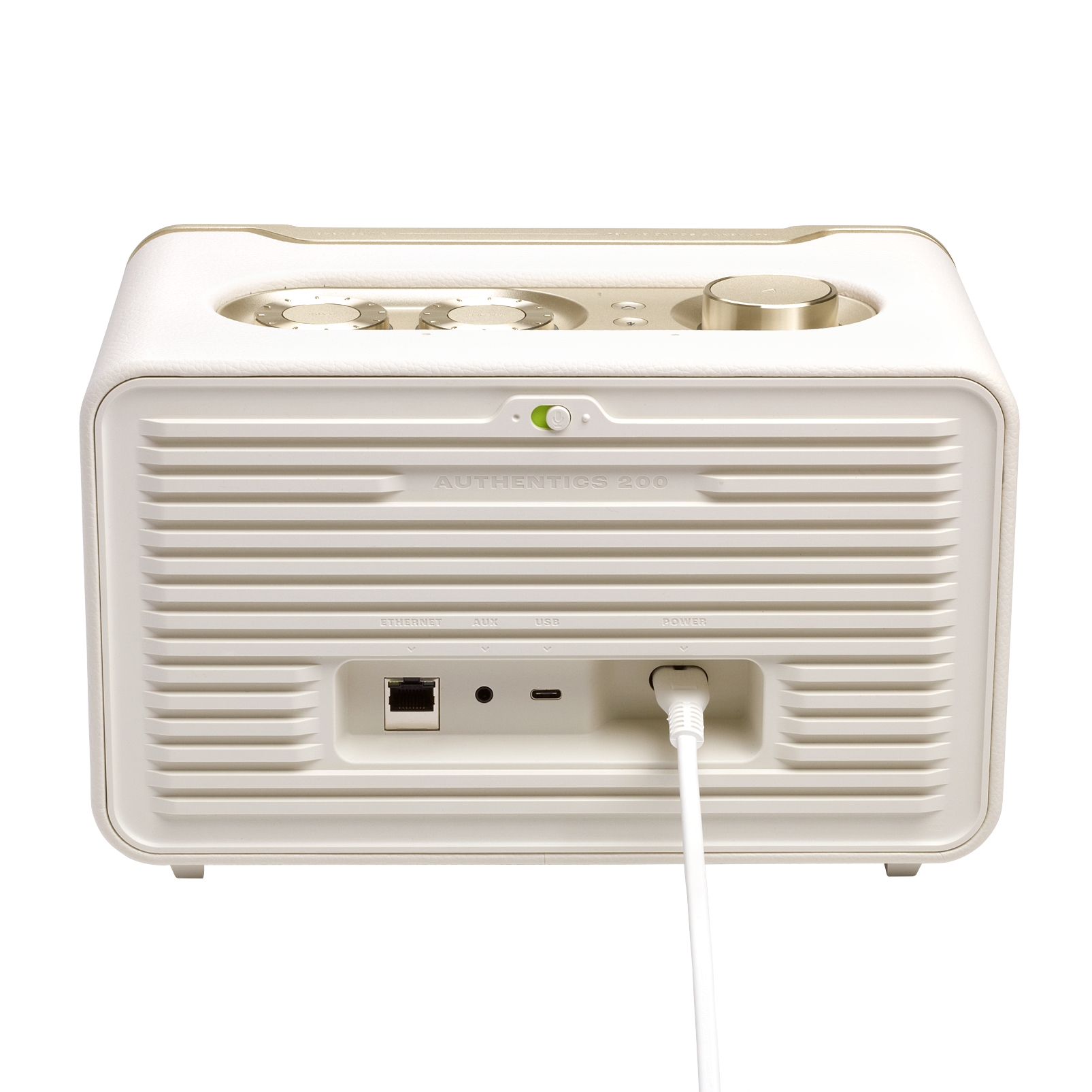 JBL Authentics 200 - White - Smart home speaker with Wi-Fi, Bluetooth and Voice Assistants with retro design - Back