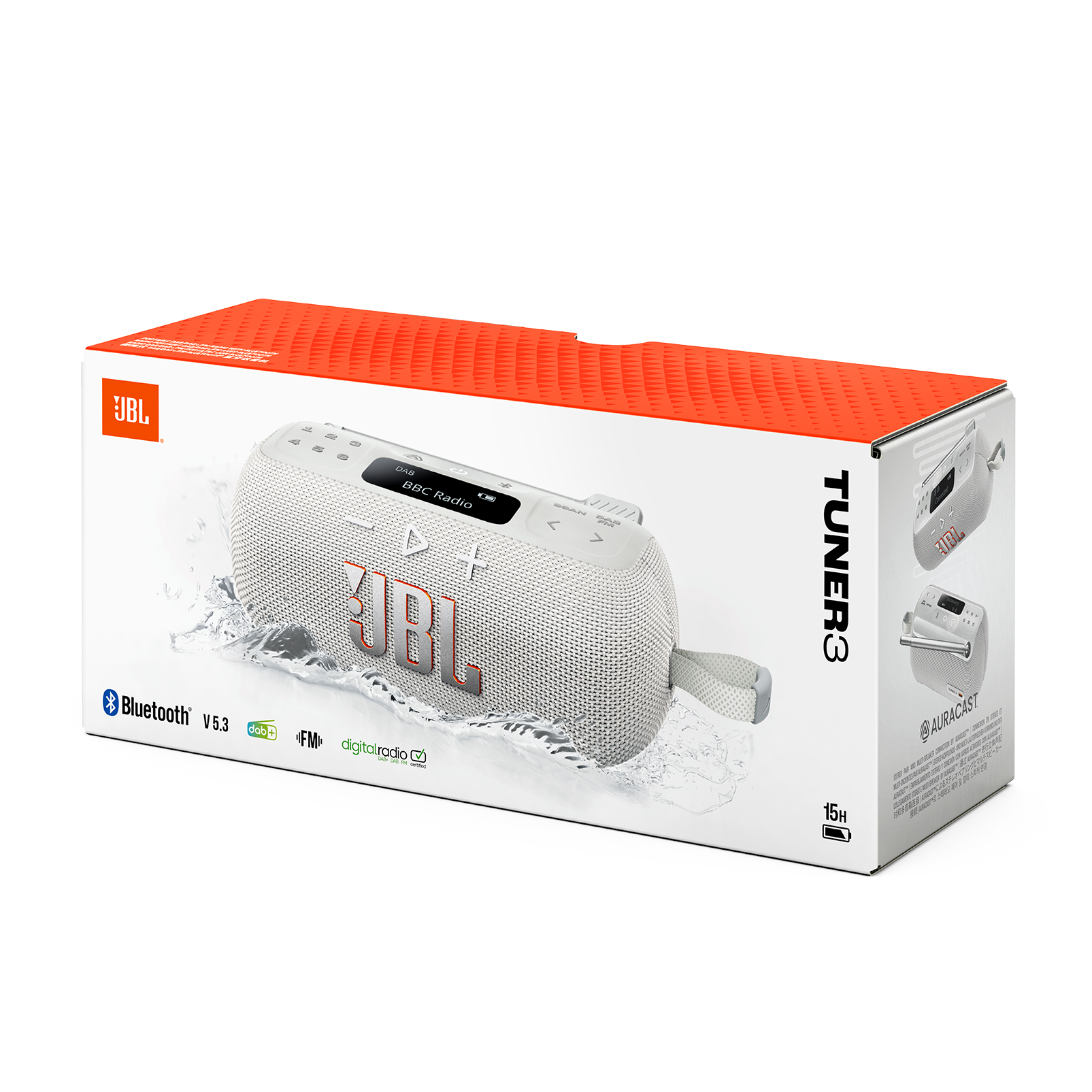 JBL Tuner 3 - White - Portable DAB/DAB+/FM radio with Bluetooth - Detailshot 1