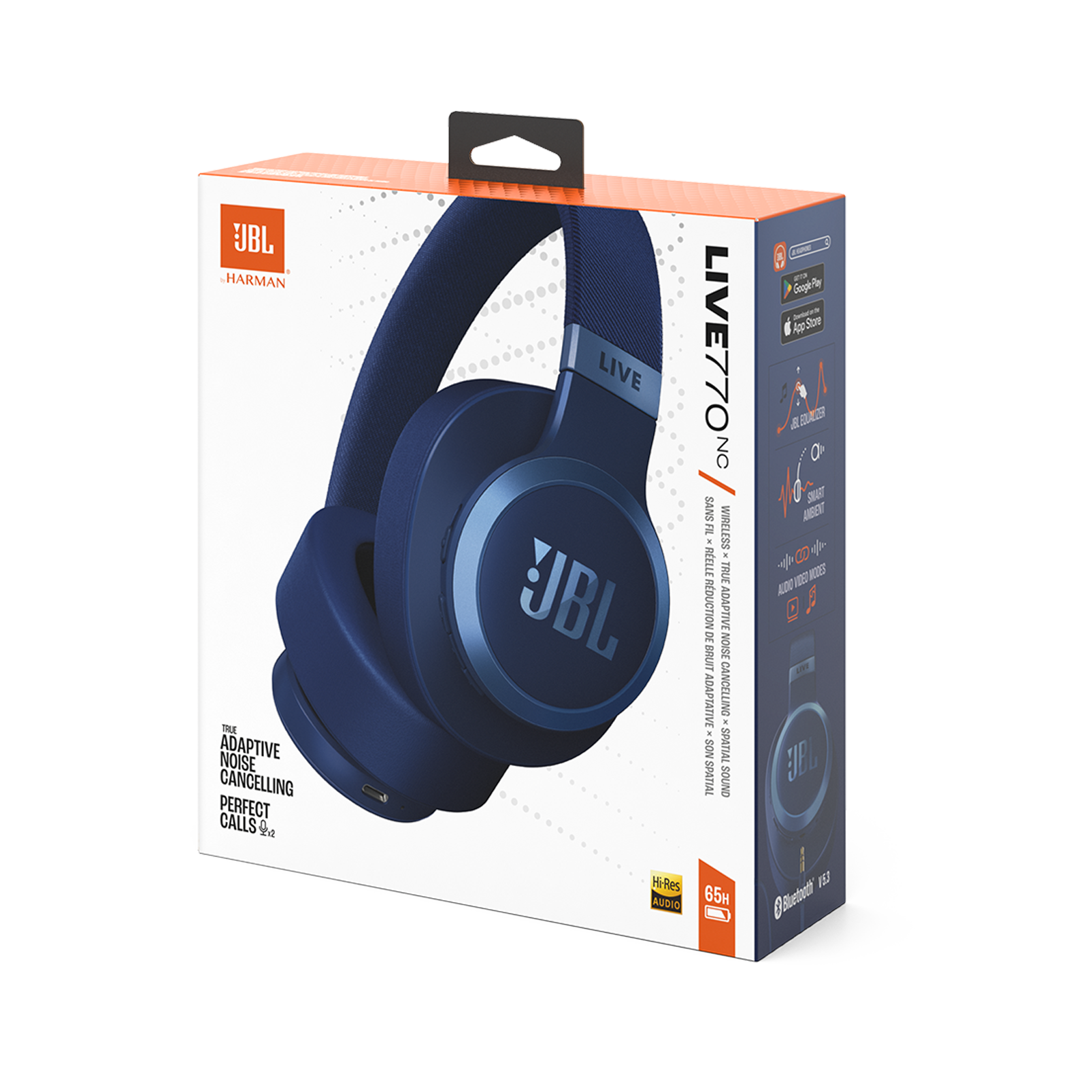 JBL Live 770NC - Blue - Wireless Over-Ear Headphones with True Adaptive Noise Cancelling - Detailshot 10